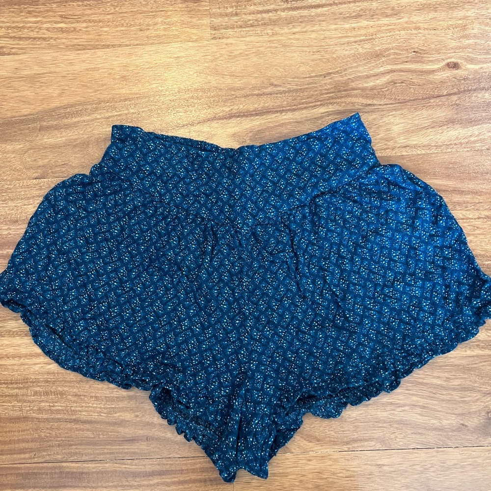 American Eagle High Waist Blue Flowy Hippie Shorts
